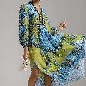 NWT Anthropologie Bhanuni by Jyoti Patterned Maxi Dress Size 8